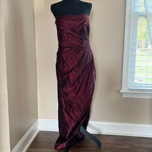 Vintage Victor Costa Strapless Tube Bodycon Dress with Slit Purple Size 14